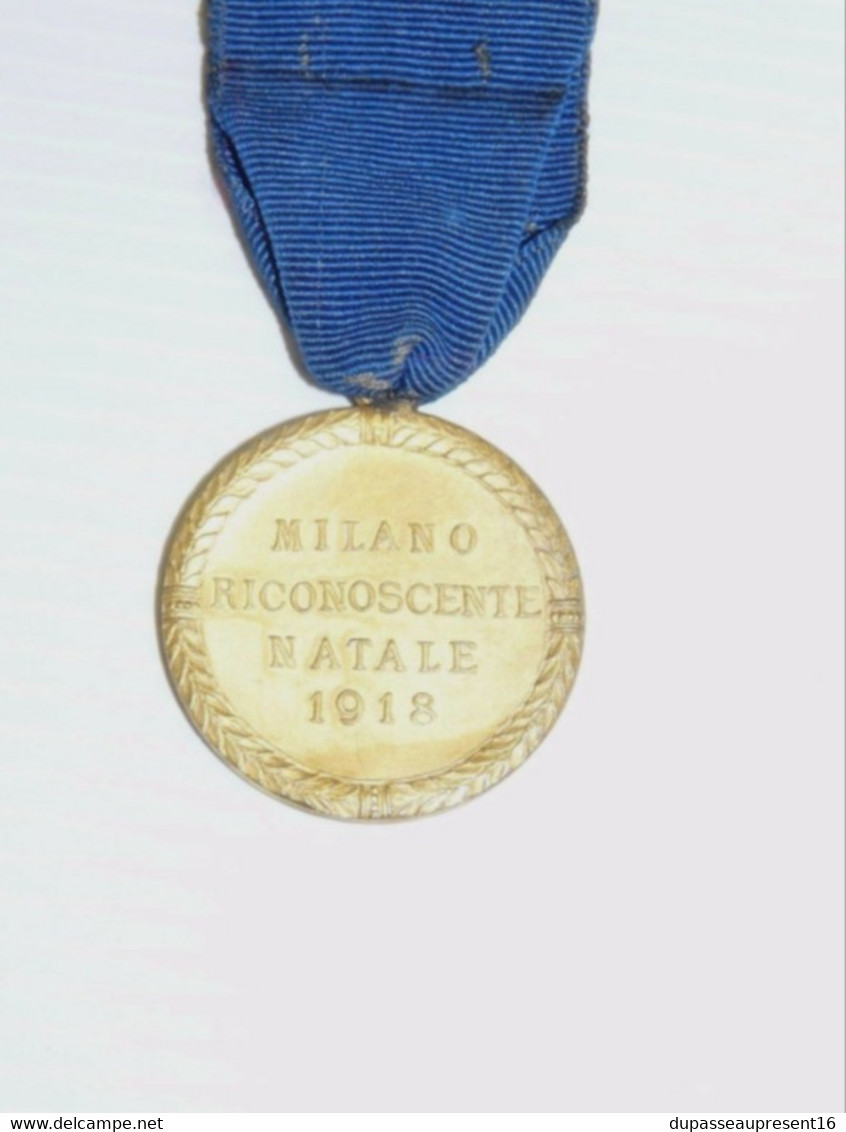 RARE MEDAILLE COMMEMORATIVE NOEL MILAN 1918 WW1 14/18 POILU MILANO RECONOSCENTE - Italien