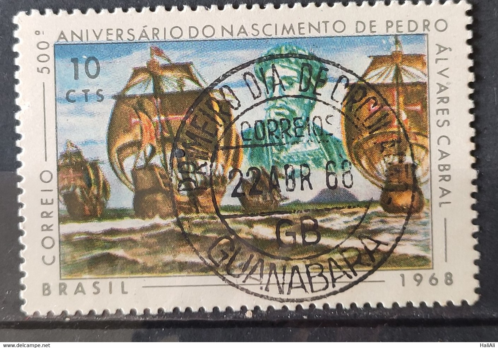 C 595 Brazil Stamp 500 Years Cabral Ship Caravel 1968 CPD Guanabara - Other & Unclassified