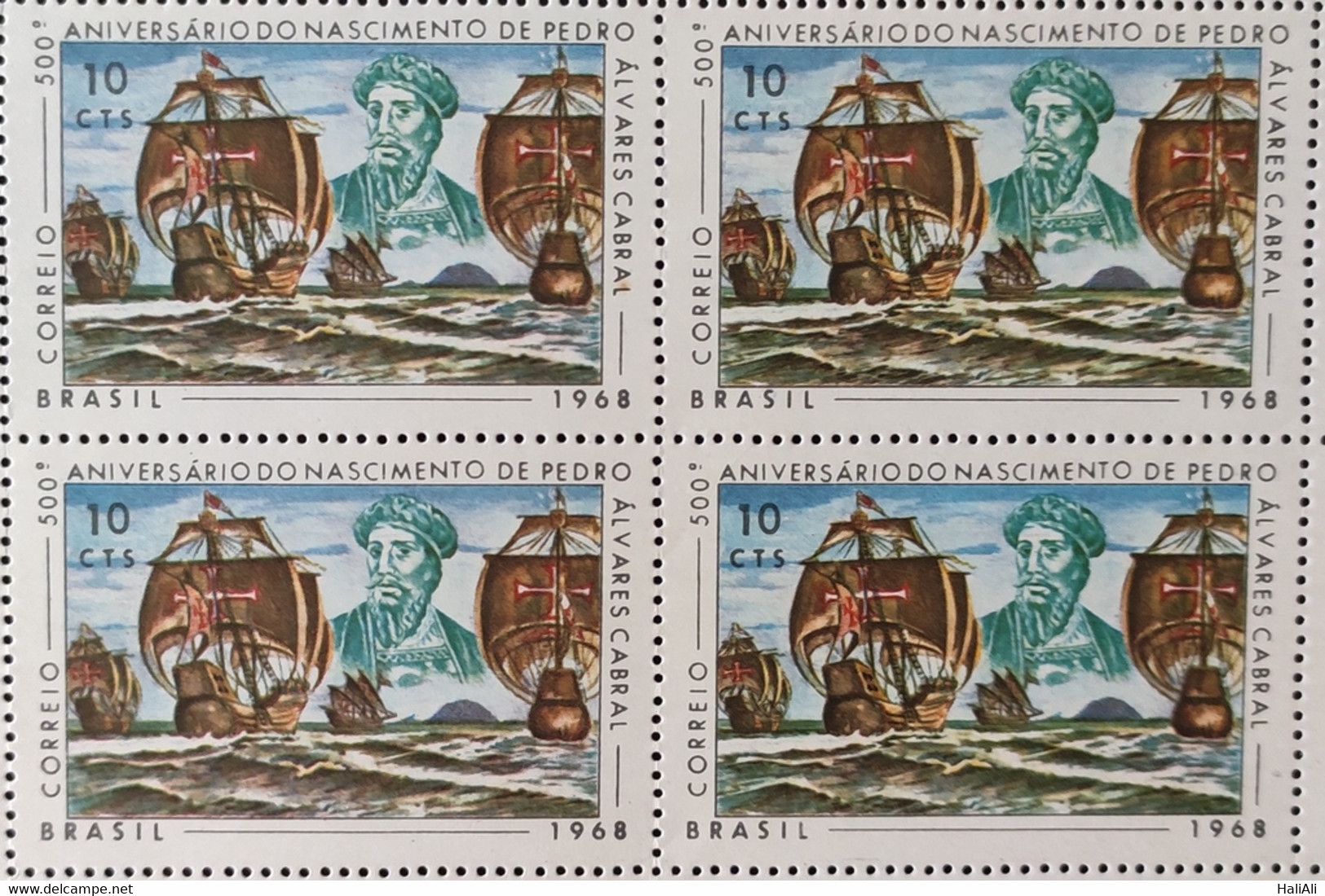 C 595 Brazil Stamp 500 Years Cabral Ship Caravel 1968 Block Of 4 - Other & Unclassified
