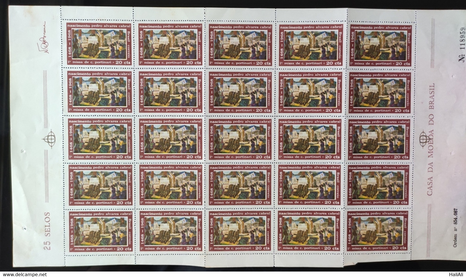 C 596 Brazil Stamp 500 Years Cabral Mass Portinari Art 1968 Sheet - Andere & Zonder Classificatie