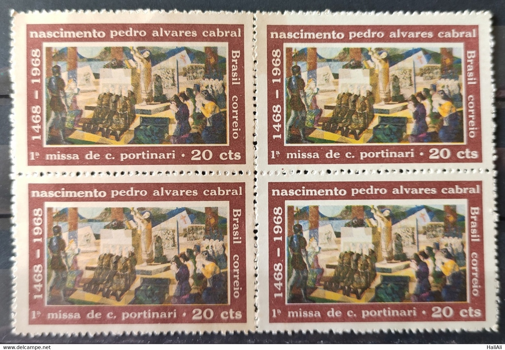 C 596 Brazil Stamp 500 Years Cabral Mass Portinari Art 1968 Block Of 4 1 - Sonstige & Ohne Zuordnung