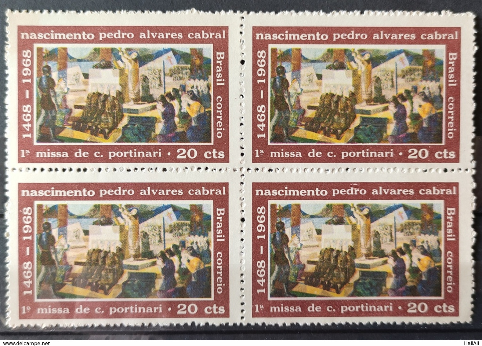 C 596 Brazil Stamp 500 Years Cabral Mass Portinari Art 1968 Block Of 4 2 - Andere & Zonder Classificatie