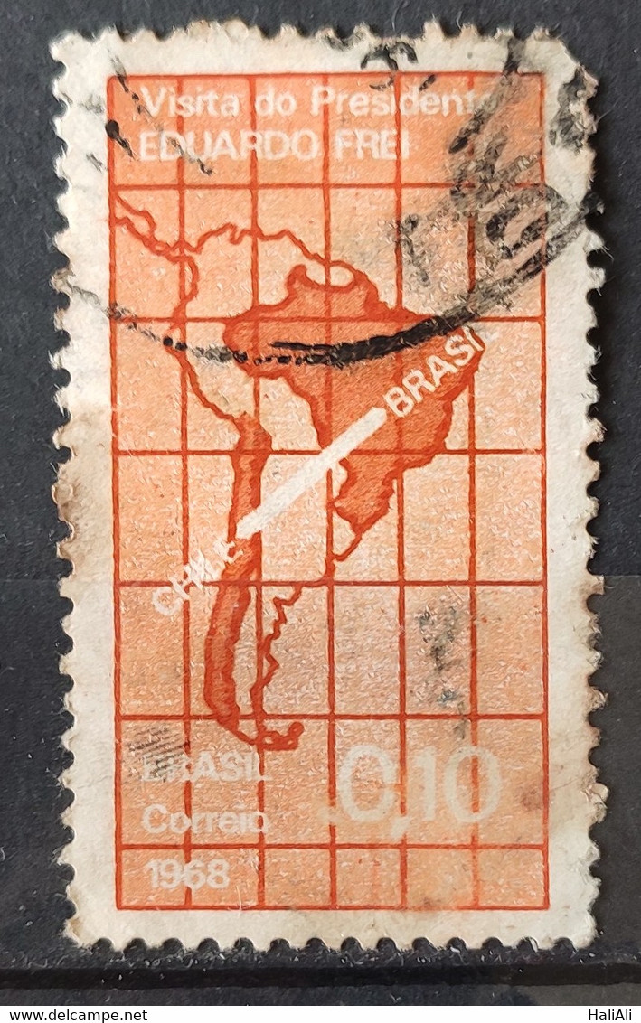 C 605 Brazil Stamp Chilean President Eduardo Frei Map 1968 Circulated 1 - Andere & Zonder Classificatie