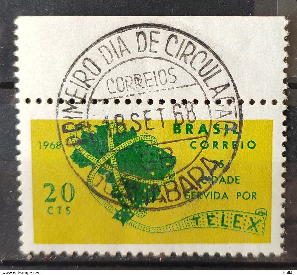 C 607 Brazil Stamp City Served By Telex Curitiba Map Postal Service 1968 CPD Guanabara - Other & Unclassified