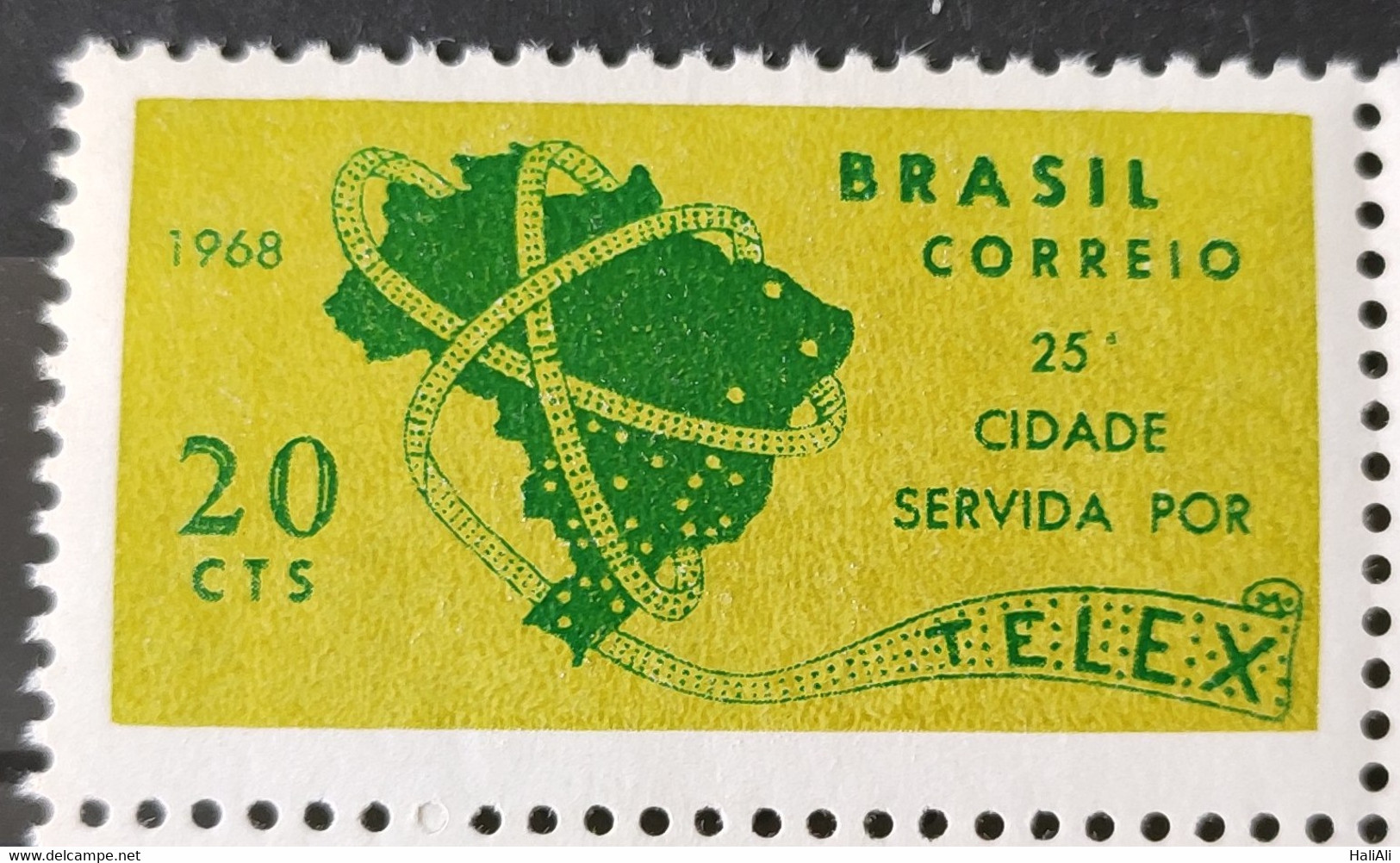 C 607 Brazil Stamp City Served By Telex Curitiba Map Postal Service 1968 - Andere & Zonder Classificatie