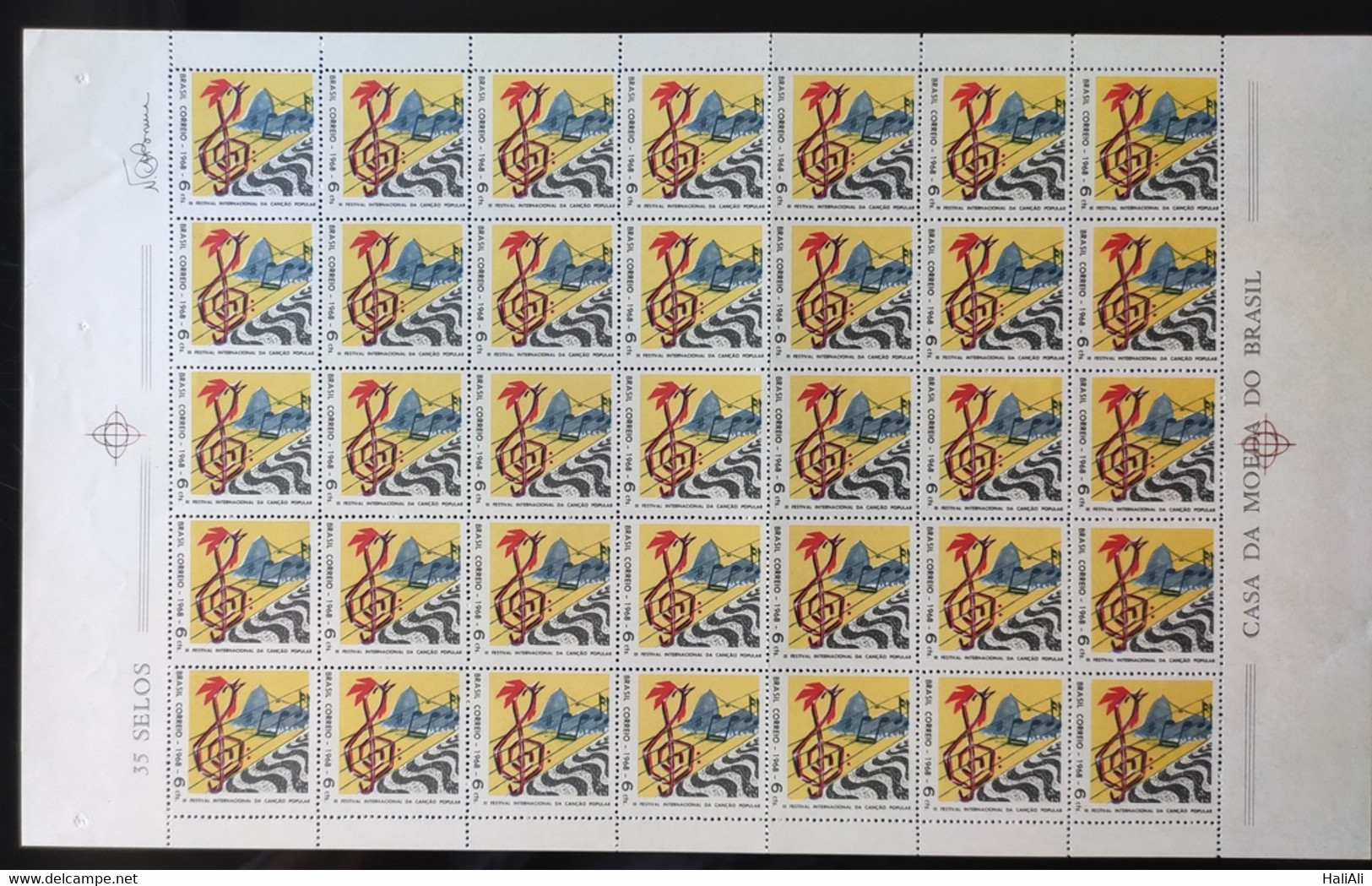 C 609 Brazil Stamp International Cancao Music Festival 1968 Sheet - Other & Unclassified