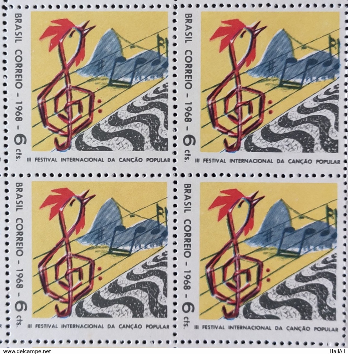 C 609 Brazil Stamp International Cancao Music Festival 1968 Block Of 4 - Other & Unclassified