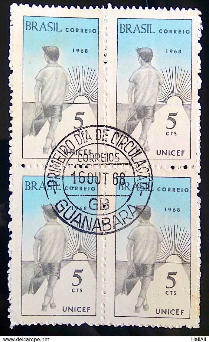 C 611 Brazil Stamp Fund Of United Nations For Children's 1968 Block Of 4 CPD Guanabara - Other & Unclassified