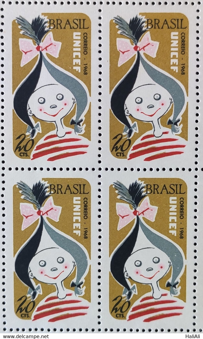 C 613 Brazil Stamp Fund Of United Nations For Children's 1968 Block Of 4 2 - Sonstige & Ohne Zuordnung