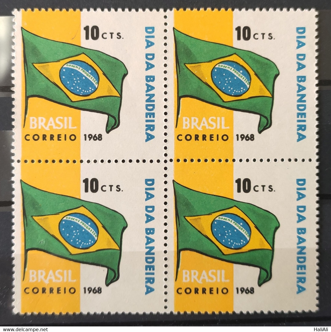 C 619 Brazil Stamp Flag Day 1968 Block Of 4 - Andere & Zonder Classificatie