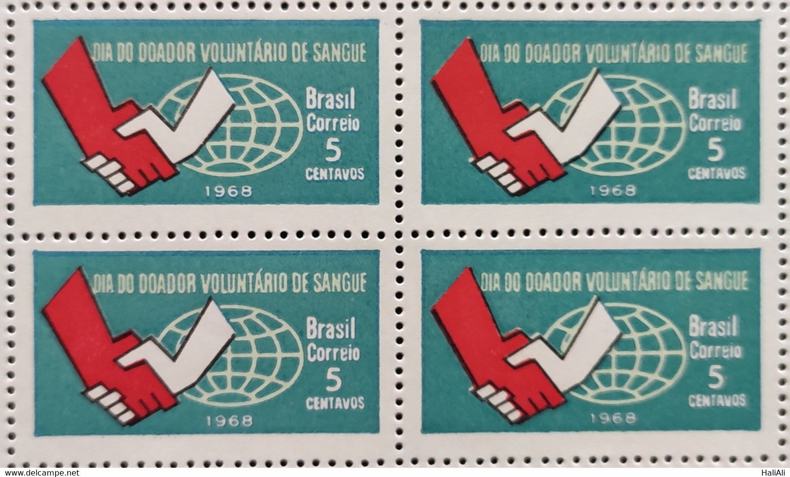 C 621 Brazil Stamp Blood Donor Day 1968 Block Of 4 - Sonstige & Ohne Zuordnung