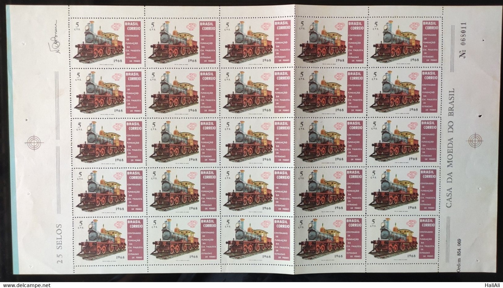 C 622 Brazil Stamp Centenary Paulista Company Of Railroads Railroad Train 1968 Sheet - Sonstige & Ohne Zuordnung