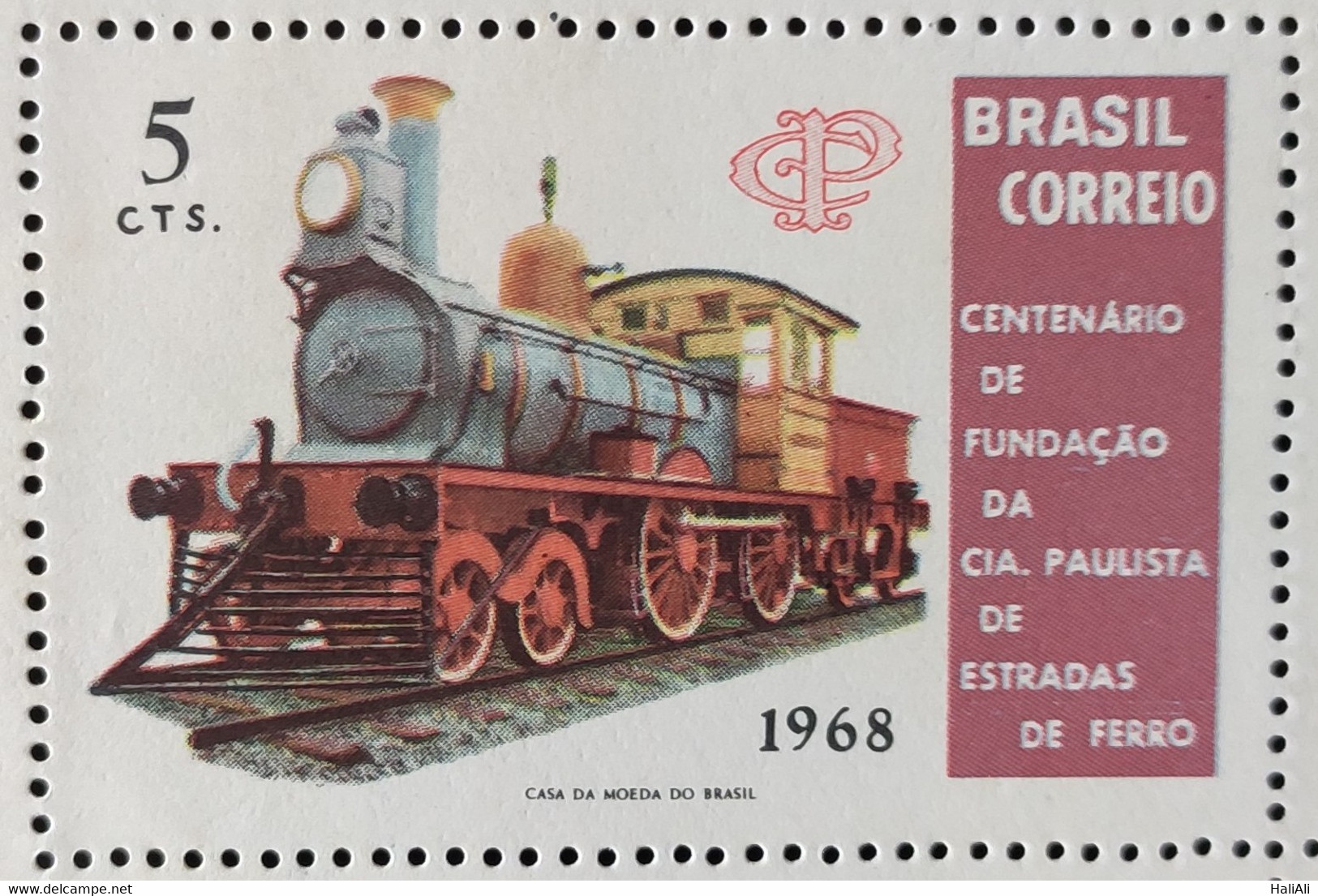 C 622 Brazil Stamp Centenary Paulista Company Of Railroads Railroad Train 1968 - Sonstige & Ohne Zuordnung
