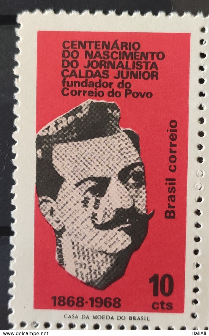 C 624 Brazil Stamp Centenary Journalist Francisco Vieira Caldas Jr. 1968 - Andere & Zonder Classificatie