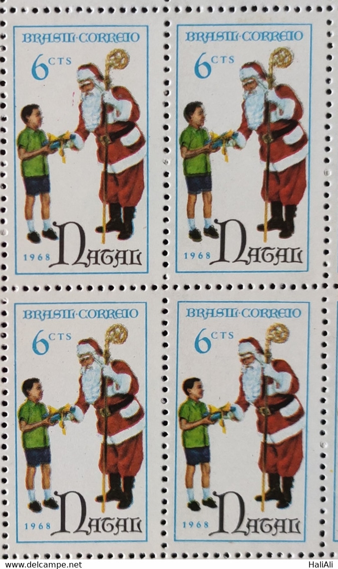 C 626 Brazil Stamp Santa Claus Christmas Religion 1968 Block Of 4 - Andere & Zonder Classificatie