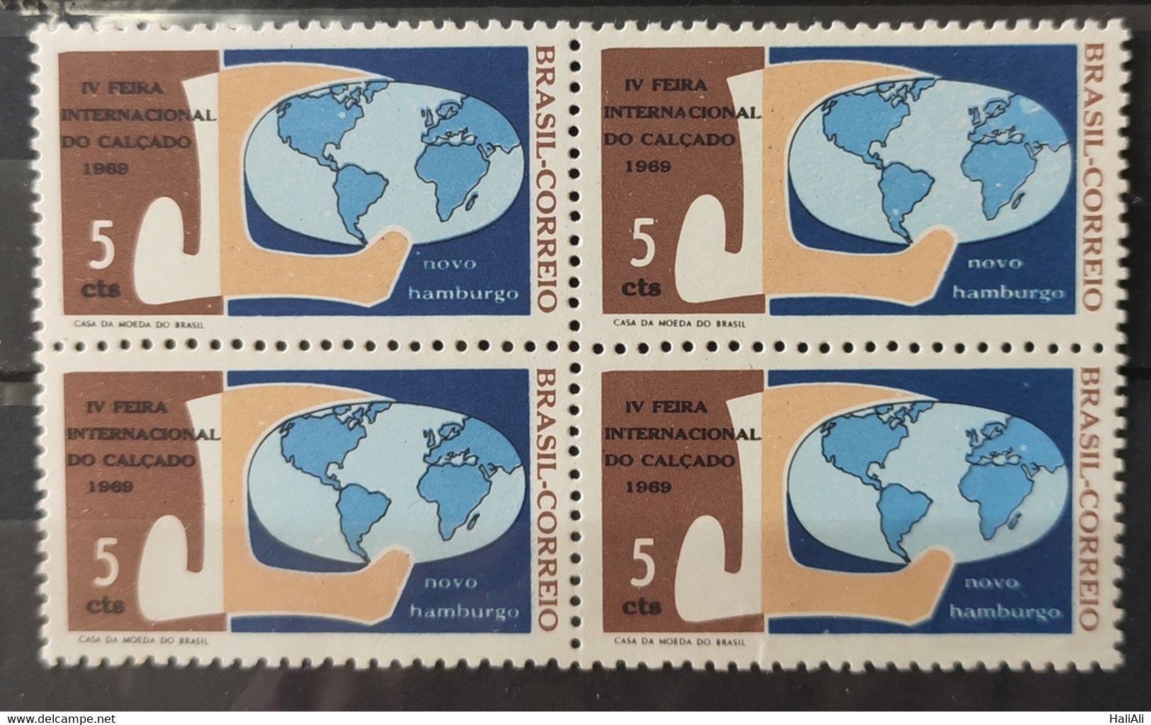 C 630 Brazil Stamp Footware National Fair Novo Hamburgo Map Economy 1969 Block Of 4 - Other & Unclassified