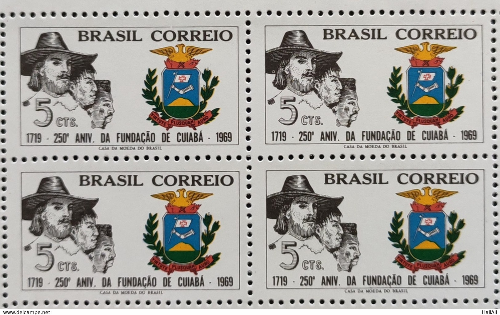 C 632 Brazil Stamp Birthday Of Cuiaba Mato Grosso Brasao 1969 Block Of 4 - Other & Unclassified