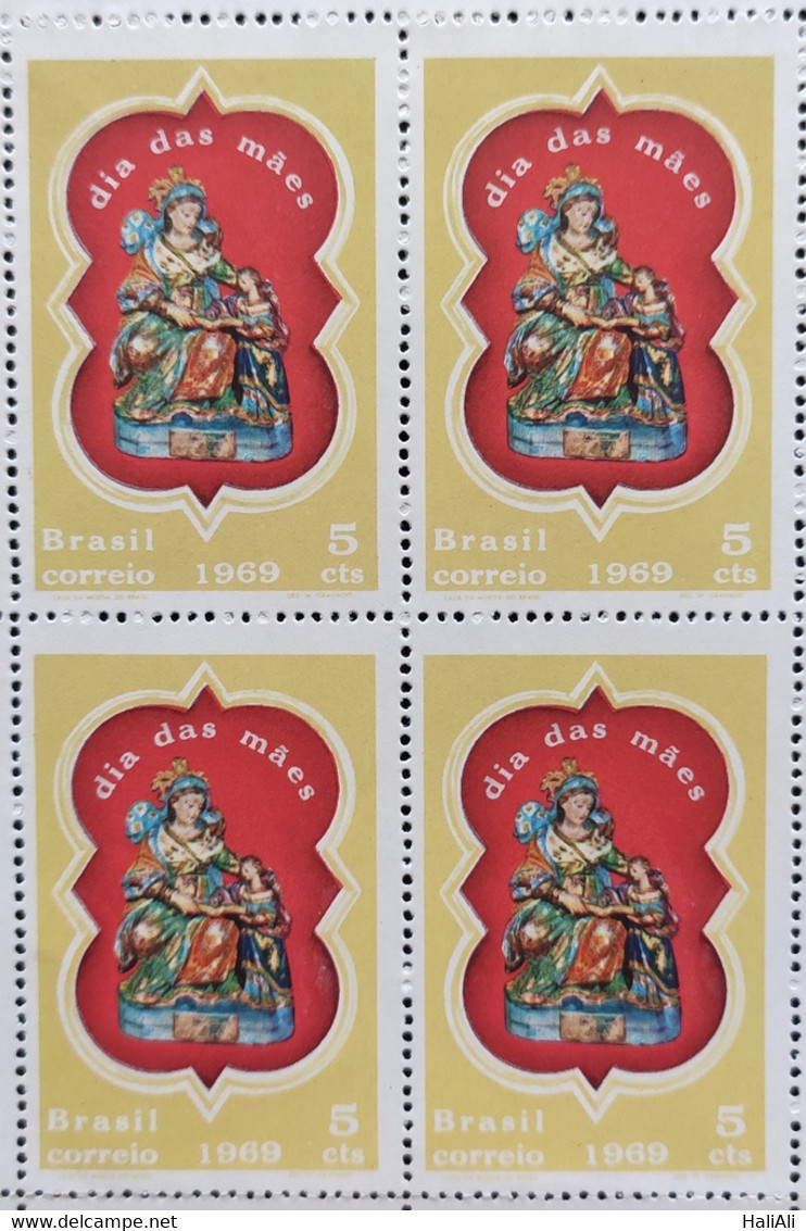C 635 Brazil Stamp Mothers Day 1969 Block Of 4 - Andere & Zonder Classificatie
