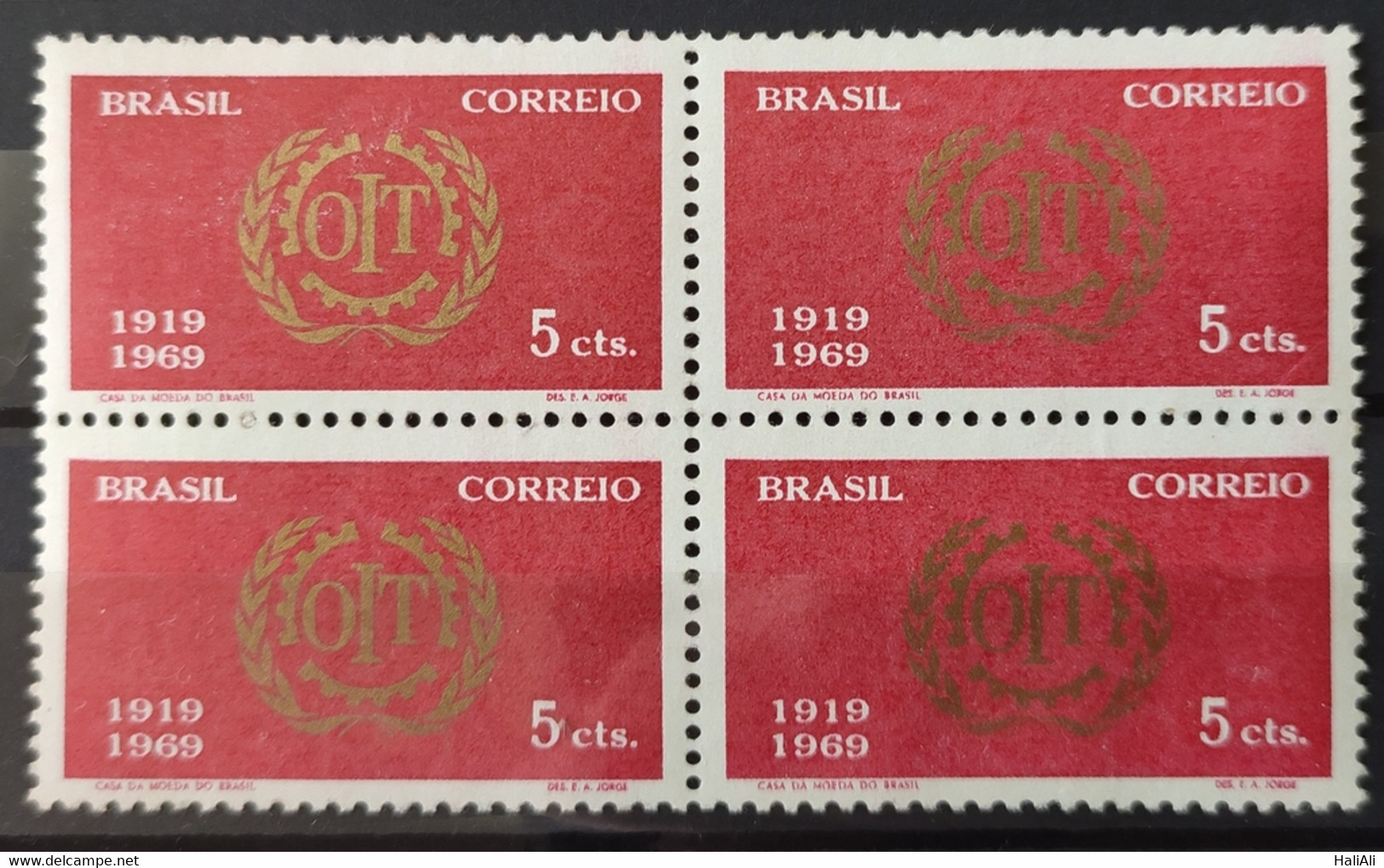 C 636 Brazil Stamp 50 Years Of The International Labor Organization ILO Economy 1969 Block Of 4 - Andere & Zonder Classificatie