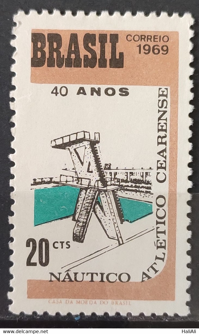 C 637 Brazil Stamp Birthday Nautico Atletico Cearence Swimming 1969 - Andere & Zonder Classificatie