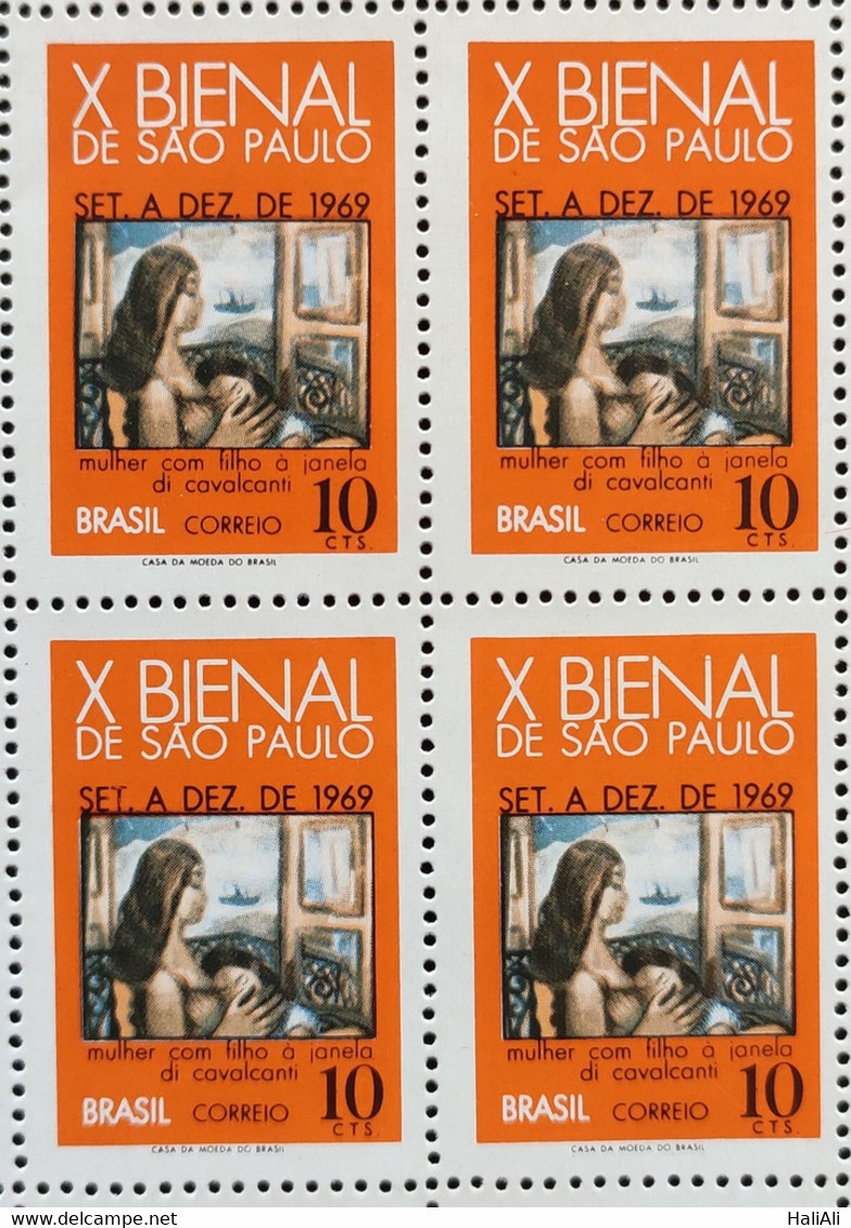 C 638 Brazil Stamp Sao Paulo Biennial Art Di Cavalcanti 1969 Block Of 4 - Other & Unclassified