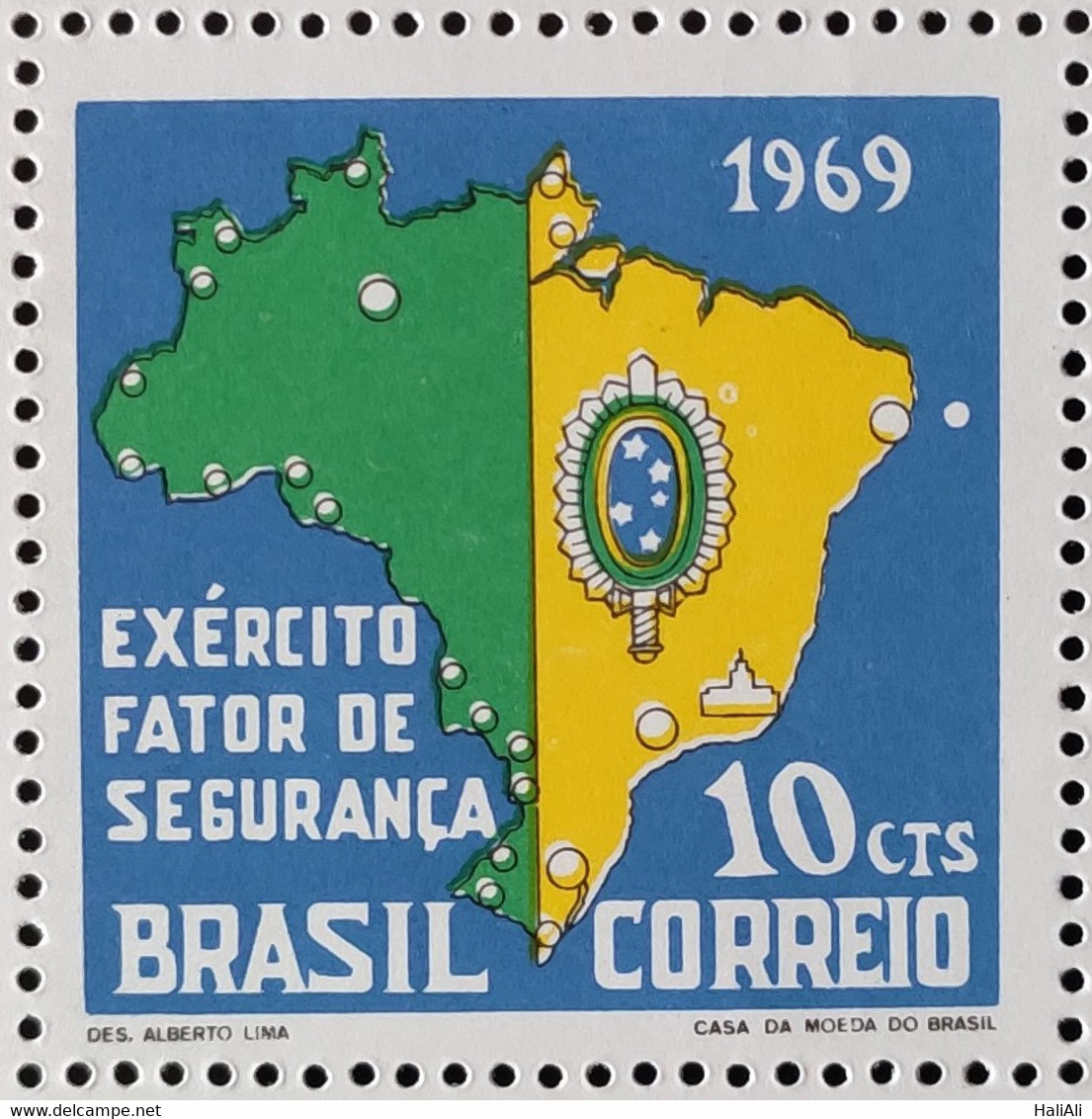 C 644 Brazil Stamp Brazilian Army Military Map Brasao 1969 - Andere & Zonder Classificatie