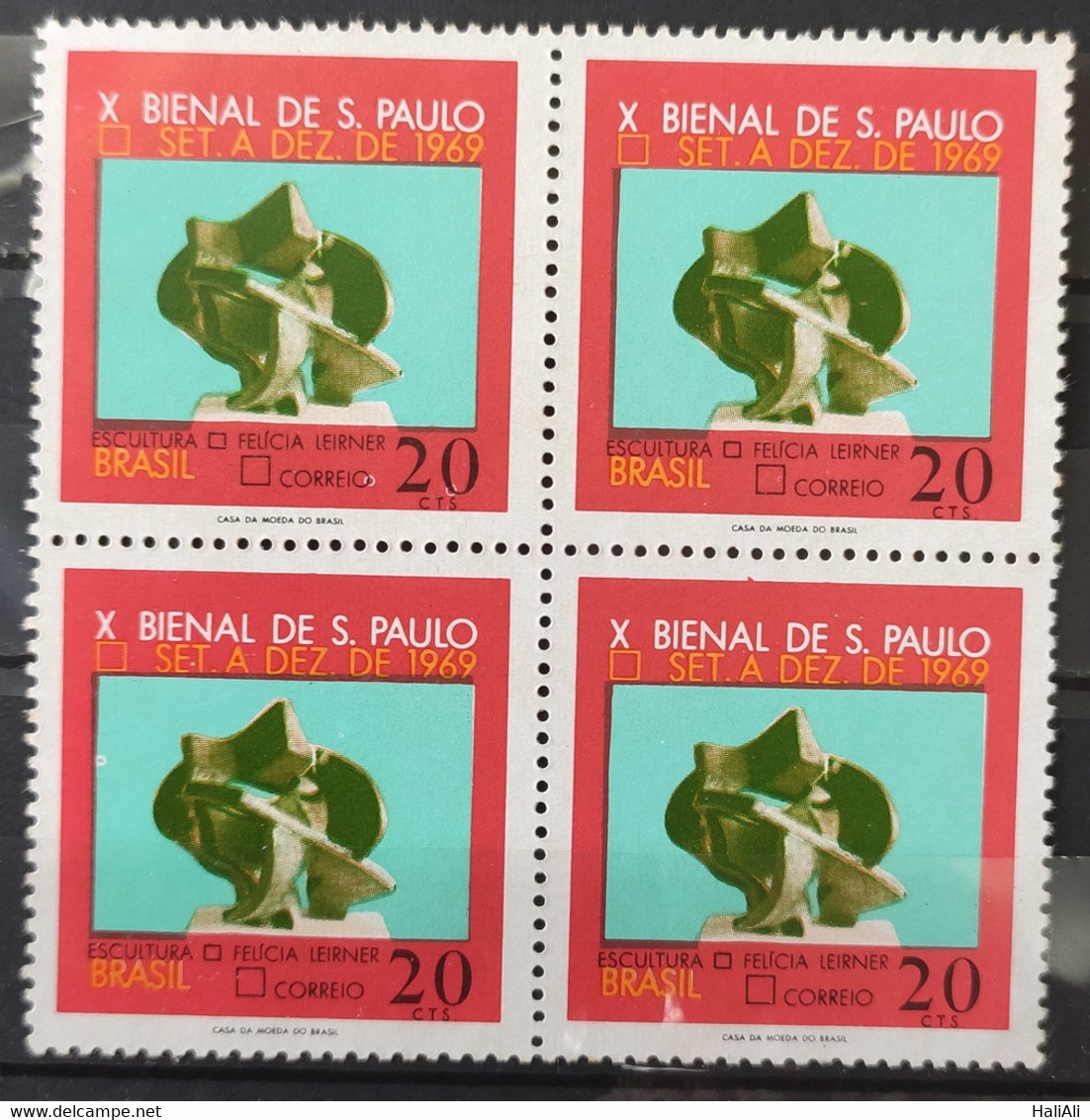 C 647 Brazil Stamp Sao Paulo Biennial Art Sculpture Leticia Leirner 1969 Block Of 4 - Other & Unclassified