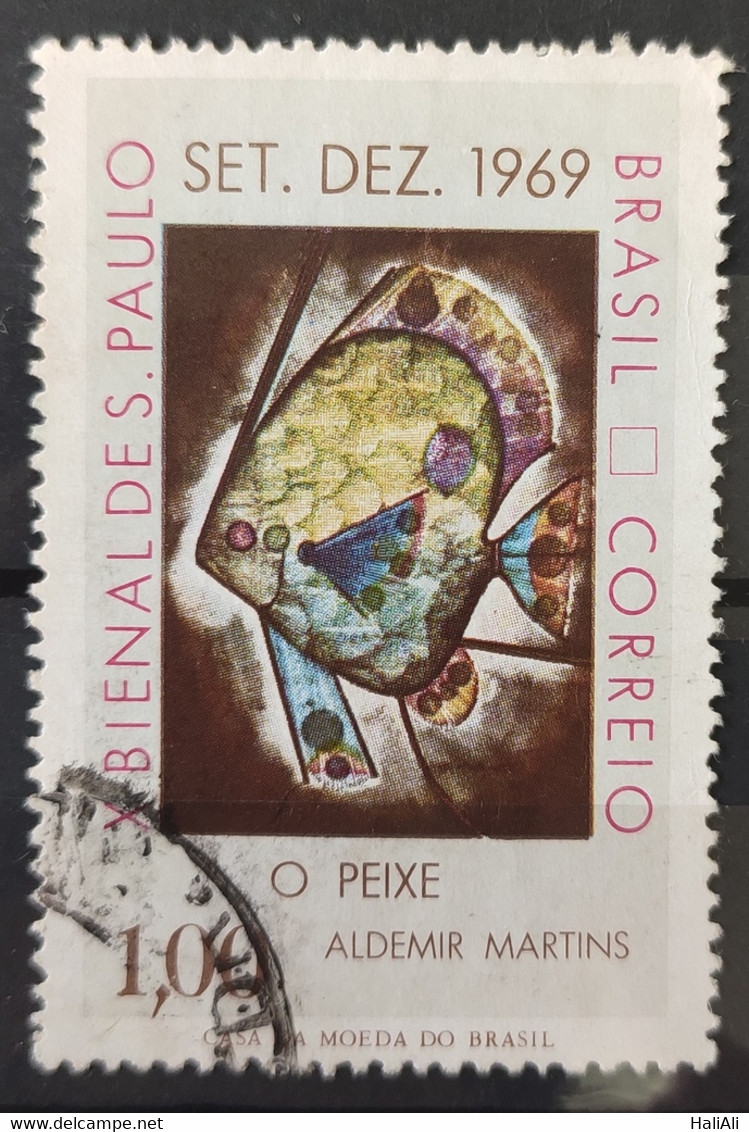 C 649 Brazil Stamp Sao Paulo Biennial Art Fish Ademir Martins 1969 Circulated 1 - Andere & Zonder Classificatie