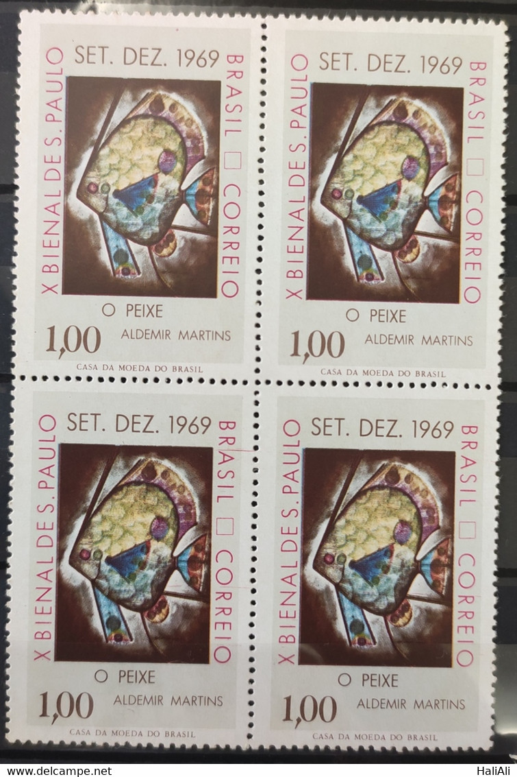 C 649 Brazil Stamp Sao Paulo Biennial Art Fish Ademir Martins 1969 Block Of 4 - Sonstige & Ohne Zuordnung