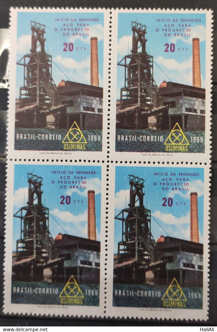 C 652 Brazil Stamp Expansion Of Steel Production In Usiminas Economy 1969 Block Of 4 - Other & Unclassified