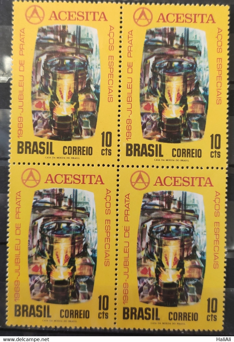 C 653 Brazil Stamp Silver Jubilee Of Acesita Economy 1969 Block Of 4 - Andere & Zonder Classificatie