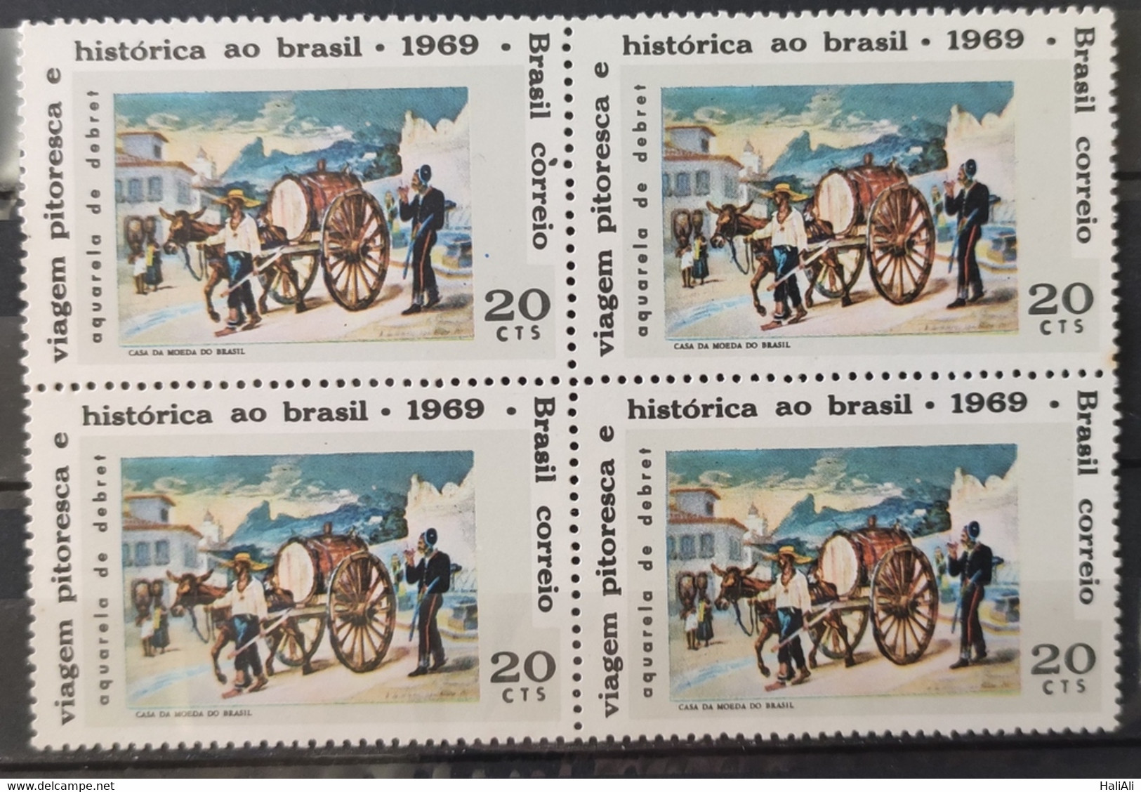 C 654 Brazil Stamp 200 Years Painter Jean Baptiste Debret Art 1969 Block Of 4 - Other & Unclassified