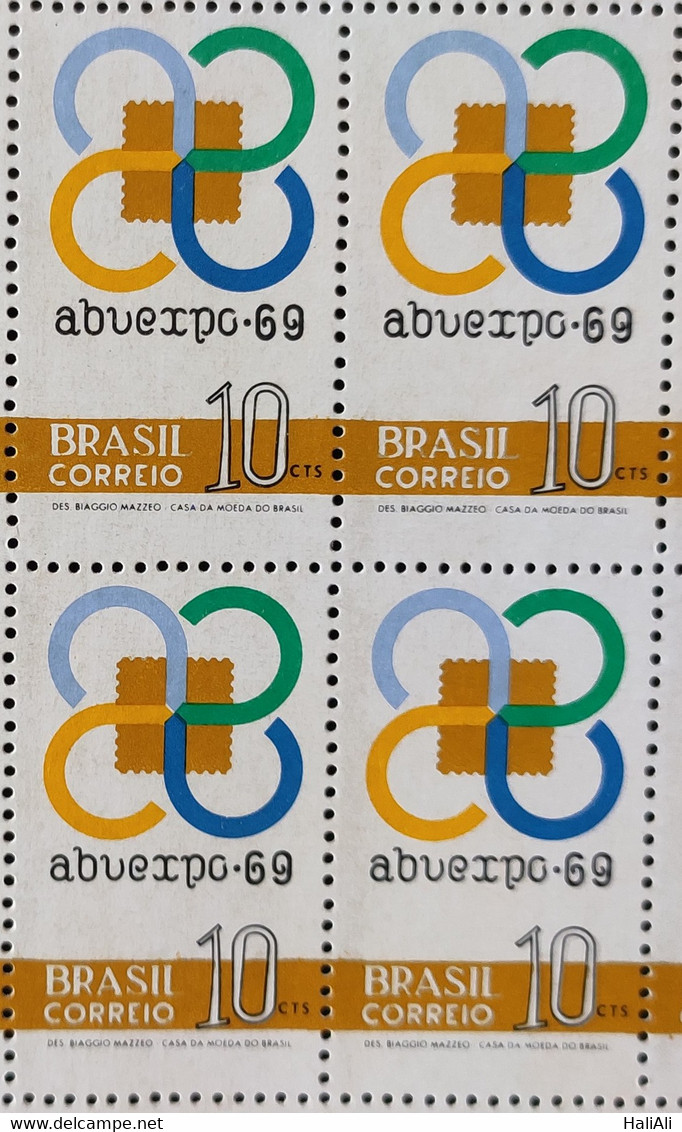 C 655 Brazil Stamp Philatelic Exhibition Abuexpo Servico Postal 1969 Block Of 4 - Andere & Zonder Classificatie