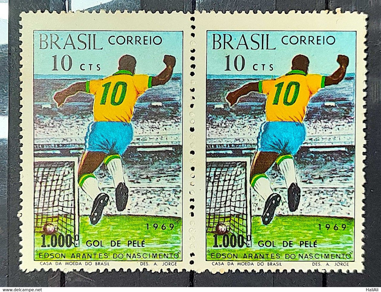 C 658 Brazil Stamp One Thousand Goal Pele Football Soccer 1969 Pair - Other & Unclassified