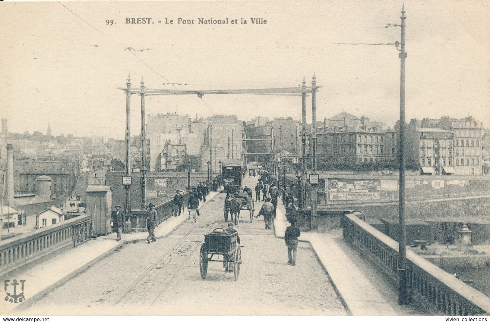 Brest (29 - Finistère) Le Pont National Et La Ville - Tramway Attelage - édit FT N° 99 - Brest