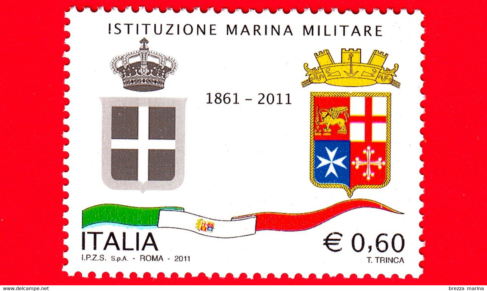 Nuovo - MNH - ITALIA - 2011 - 150 Anni Della Marina Militare - Stemmi Dei Savoia E Della Marina Militare - 0,60 - 2011-20:  Nuovi