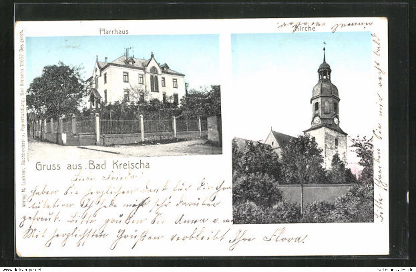 AK Bad Kreischa, Pfarrhaus, Kirche - Kreischa