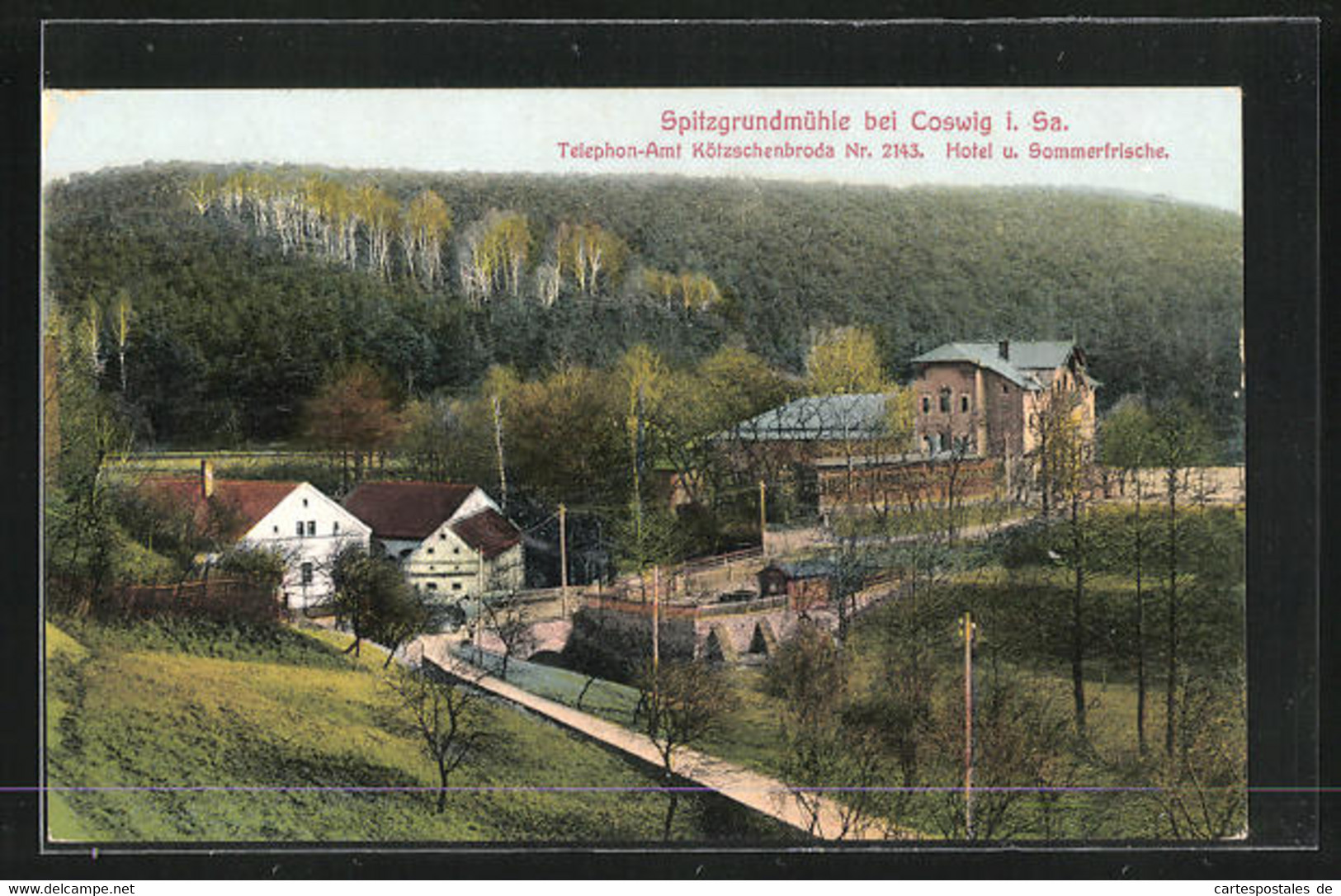 AK Coswig I. Sa., Spitzgrundmühle Aus Der Vogelschau - Coswig