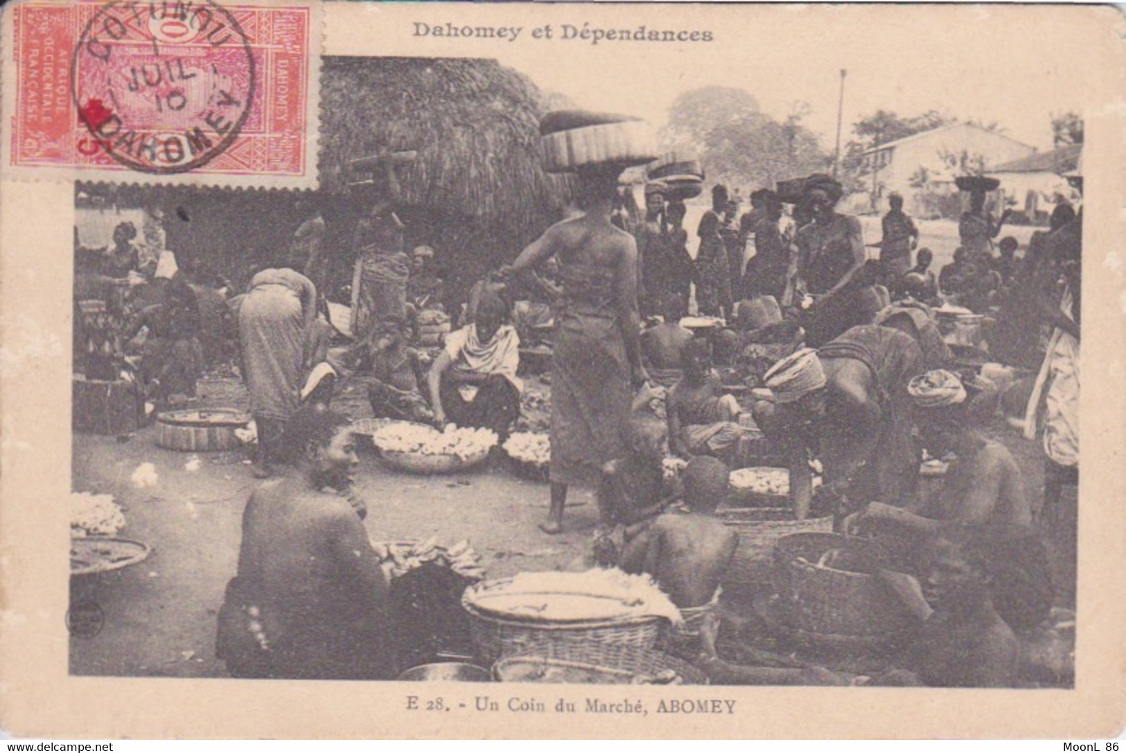 DAHOMEY ET DEPENDANCES - UN COIN DU MARCHE ABOMEY - TIMBRE COTONOU 1910  AOF - Dahomey