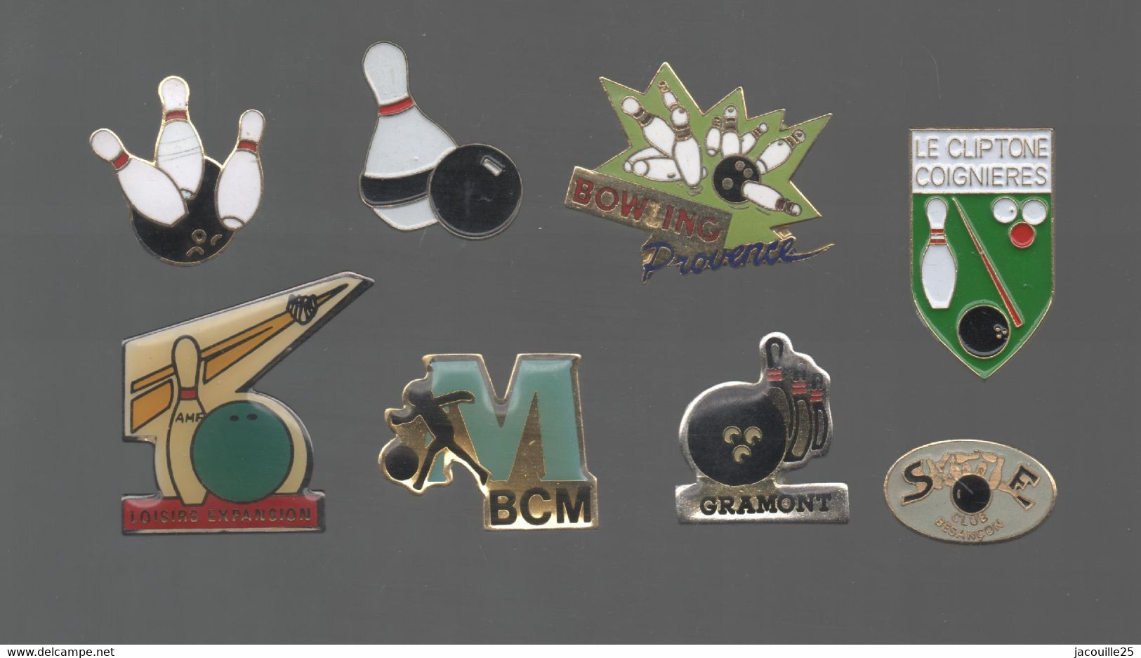 PINS PIN'S BOWLING 747 PROVENCE BESANCON BCM GRAMONT COIGNERES   LOT 8 PINS - Bowling