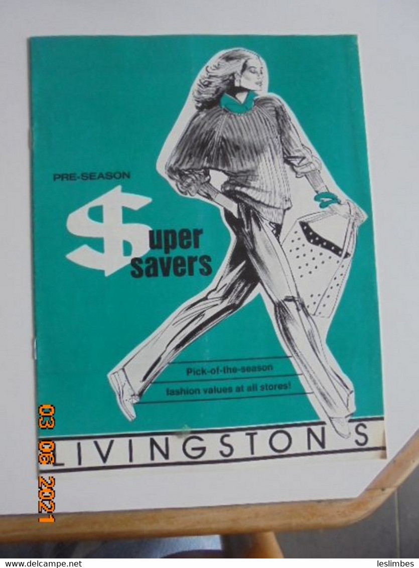 Livingston's Pre-Season Super Savers Pick Of The Season Fashion Values At All Stores!  1985 Fashion / Mode Catalog - Moda/ Trajes