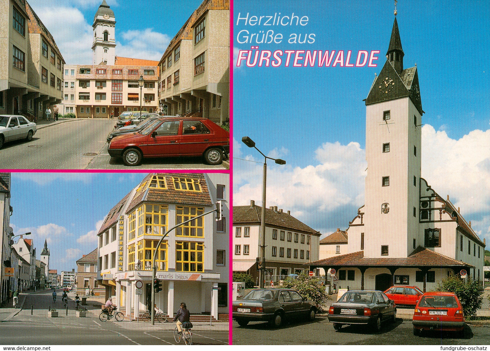 AK Fürstenwalde Spree Kunstpfeifergasse Mit Blick Zum Dom Rathaus Blick In Die Mühlenstraße Autos - Fuerstenwalde