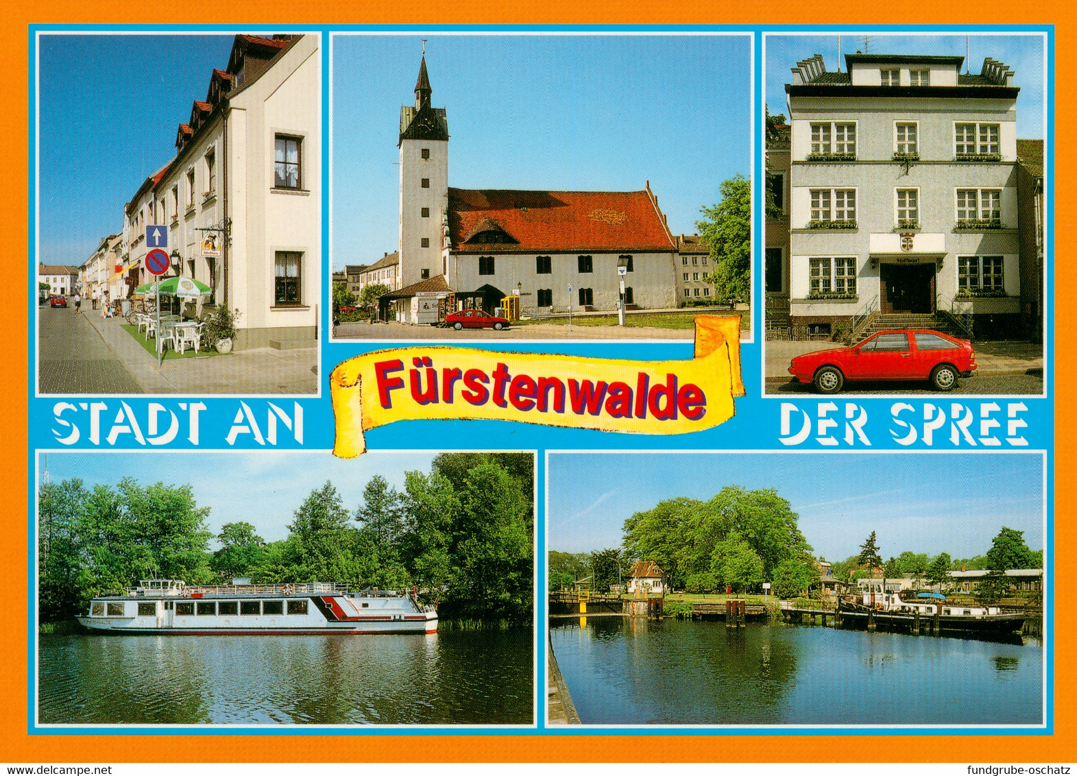 AK Fürstenwalde Spree Schloßstraße Rathaus Stadthaus Passagierschiff Auf Der Spree Schleuse - Fürstenwalde