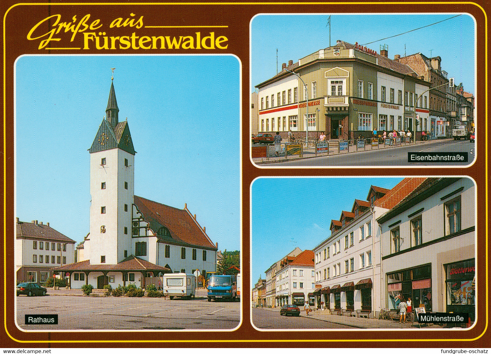 AK Fürstenwalde Spree Rathaus Eisenbahnstraße Mühlenstraße - Fuerstenwalde