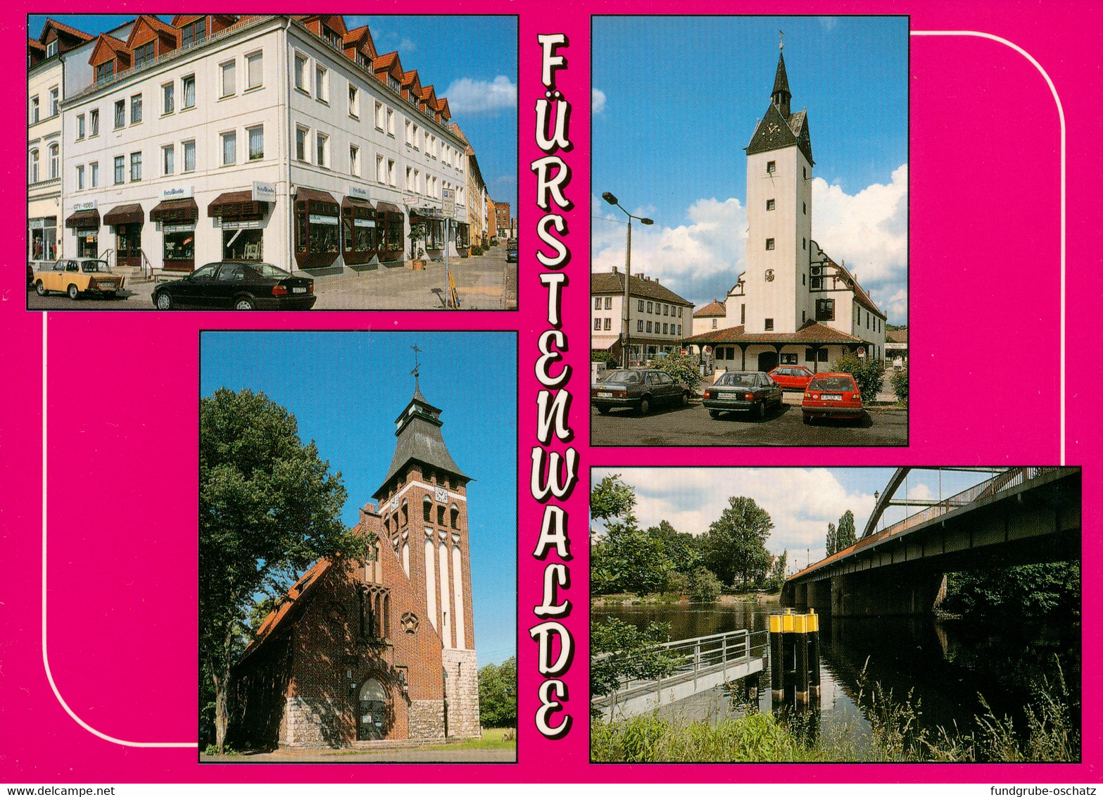 AK Fürstenwalde Spree Mühlenstraße Kehrwiederstraße Rathaus Ev. Kirche In Fürstenwalde Süd Spreebrücke - Fuerstenwalde