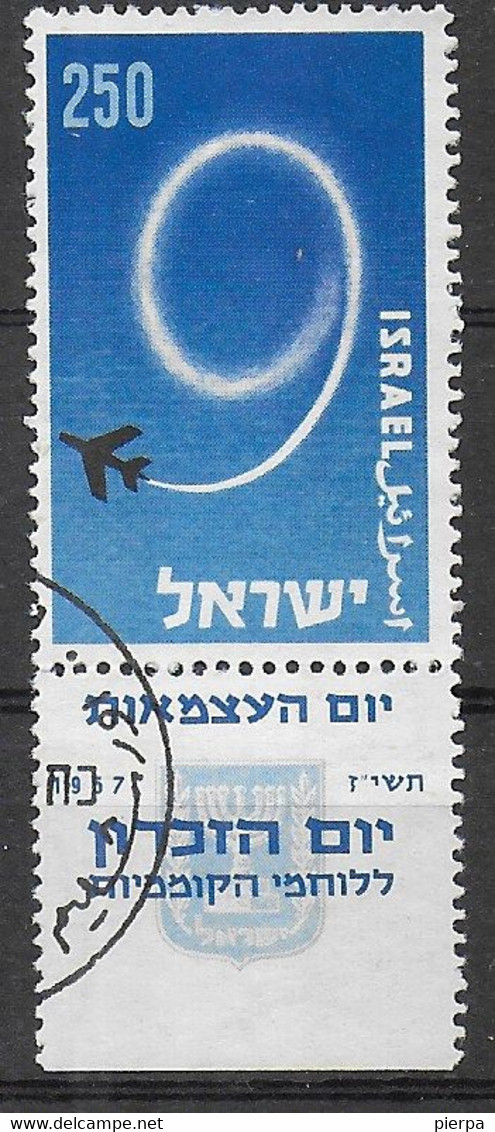 ISRAELE - 1957 - 9° ANNIVERSARIO STATO - USATO CON TAB ( YVERT 119 - MICHEL 143) - Oblitérés (avec Tabs)