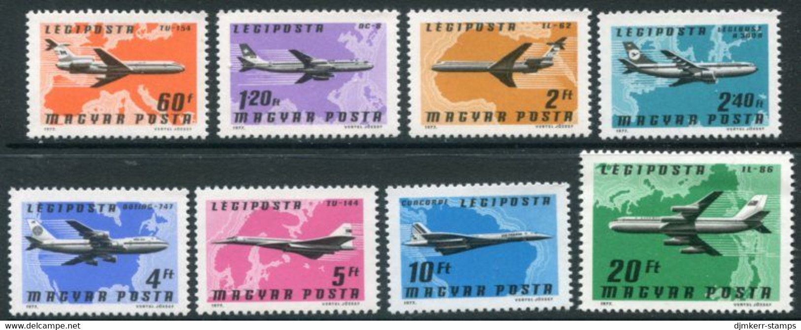 HUNGARY 1977 Airmail Definitives  MNH / **.  Michel 3222-28 - Neufs