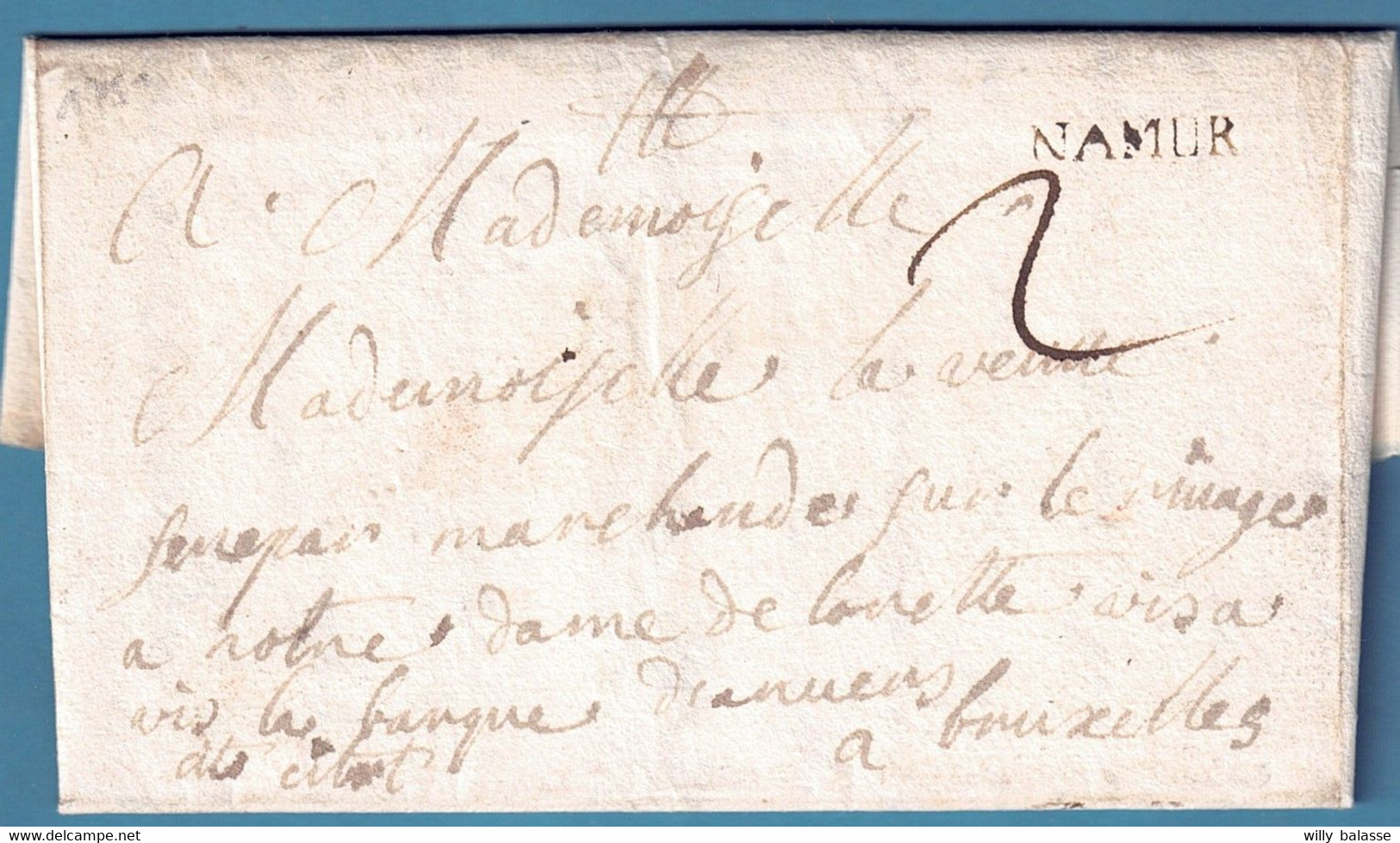 L 1751 De Dinant  Marque NAMUR + Cito + "2" Pour Bruxelles - 1714-1794 (Paises Bajos Austriacos)