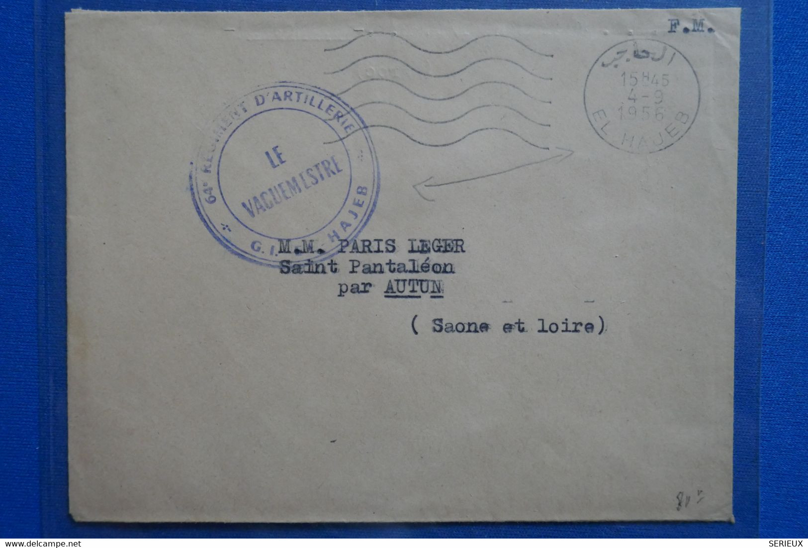 U22 MAROC BELLE LETTRE RARE FM 1956 EL HAJEB PETIT BUREAU POUR ST PANTELEON+ AFFR. INTERESSANT - Airmail