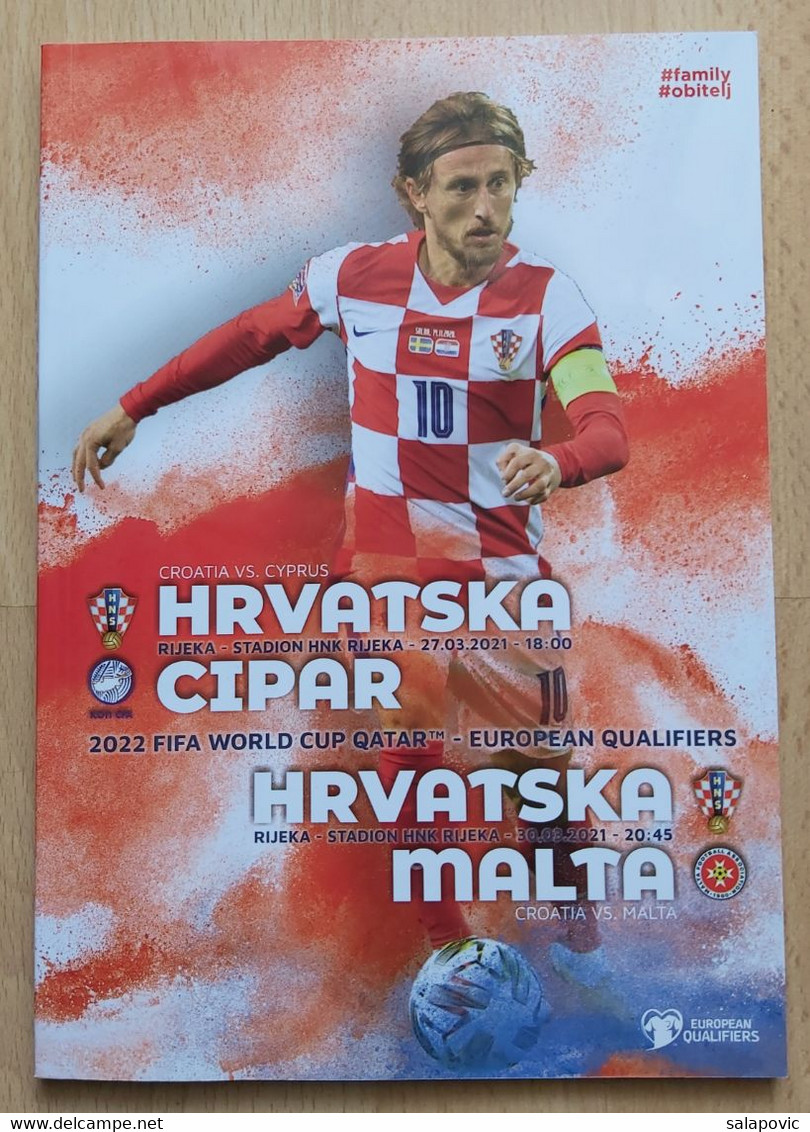 FOOTBALL MATCH PROGRAM  RIJEKA 27.3. 2021 QATAR WORLD CUP QUALIFICATIONS 2022  CROATIA Vs CYPRUS, CROATIA Vs MALTA - Libros